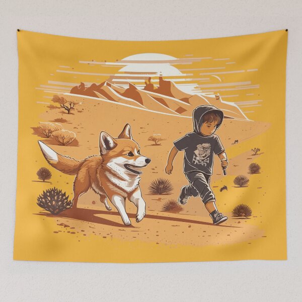 Item preview, Adventure Buddies: Corgi and Boy Racing Through the Hot Desert designed and sold by Sleeygoy.