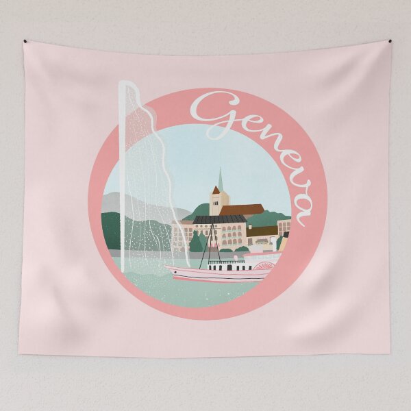 Item preview, Geneva skyline and Jet d'eau designed and sold by Home Cyn Home.