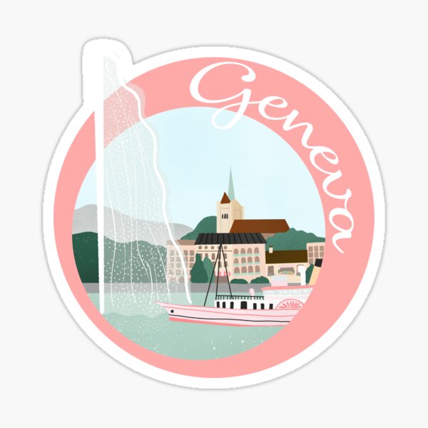 Geneva skyline and Jet d'eau Sticker