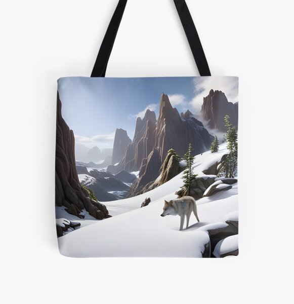 Lone Wolf on a Mountain pass All Over Print Tote Bag