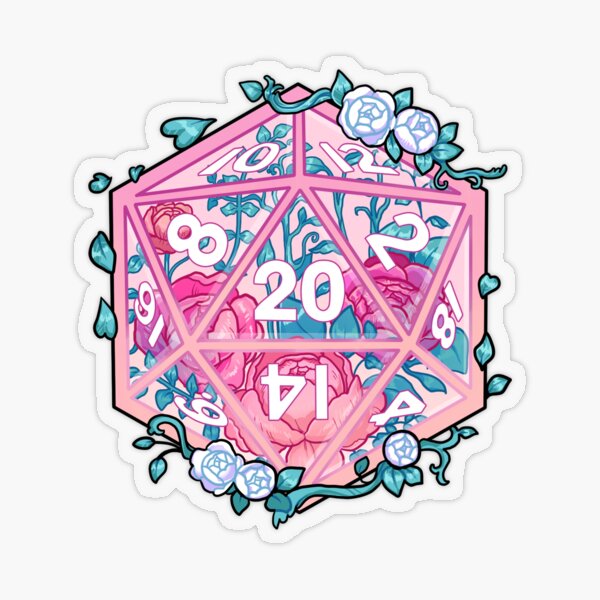D20 Flower Dice Transparent Sticker