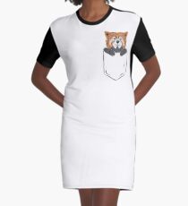 Red Panda Pocket Shirt Design Graphic T-Shirt Dress