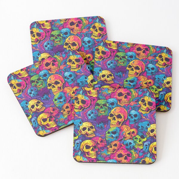 Item preview, Psychedelic skulls in pattern designed and sold by Arti_choke.