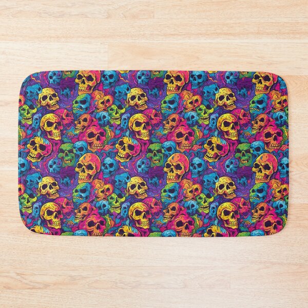 Item preview, Psychedelic skulls in pattern designed and sold by Arti_choke.