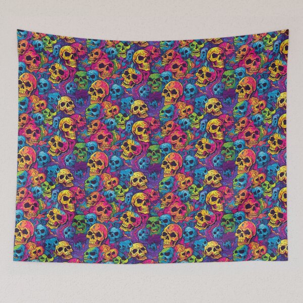 Item preview, Psychedelic skulls in pattern designed and sold by Arti_choke.