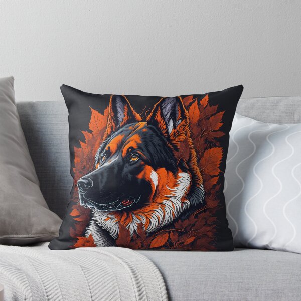 Artikelvorschau, Schäferhund mit Blättern entworfen und verkauft von ImageTreasury.