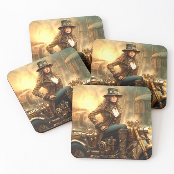 Item preview, Steampunk bike riding woman designed and sold by Paul Fleet.