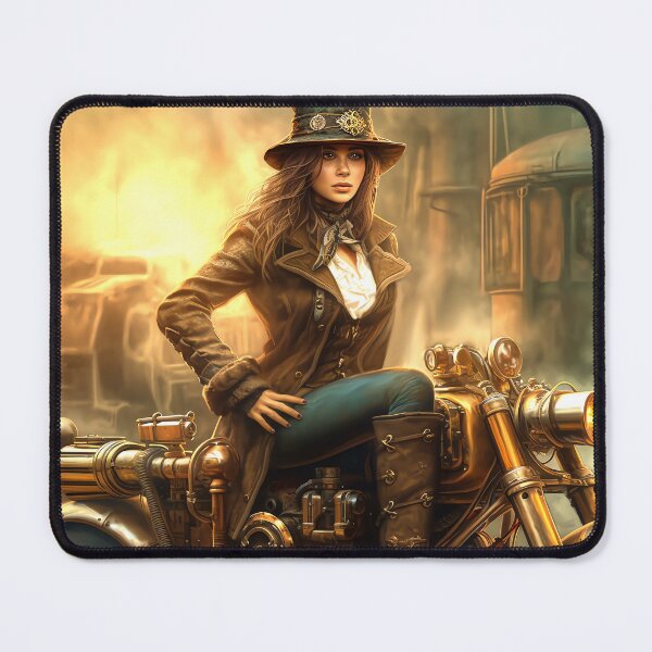 Item preview, Steampunk bike riding woman designed and sold by Paul Fleet.