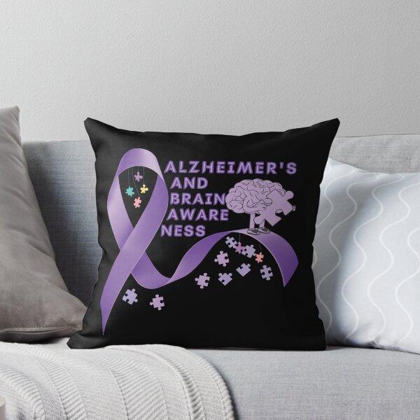 Item preview, Cerebro y rompecabezas de cinta rizada púrpura de conciencia de Alzheimer y cerebro designed and sold by OwlCanvas.