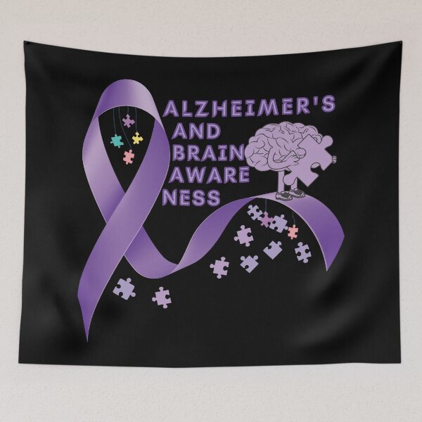 Item preview, Cerebro y rompecabezas de cinta rizada púrpura de conciencia de Alzheimer y cerebro designed and sold by OwlCanvas.