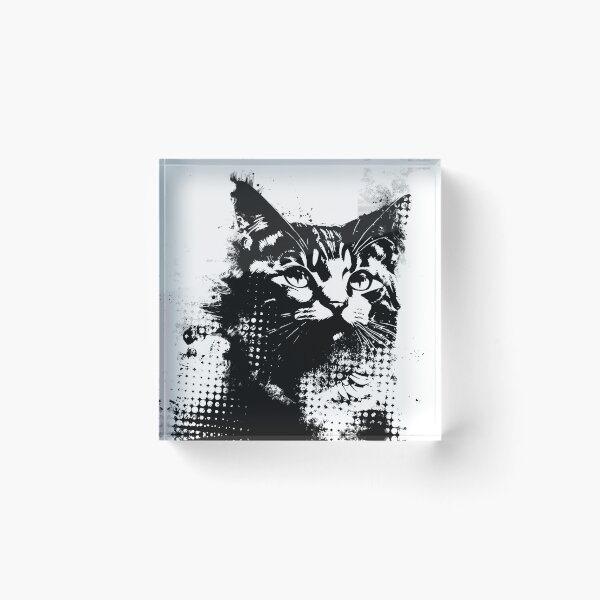 Item preview, Inked halftone grungy cat designed and sold by VonKalt.