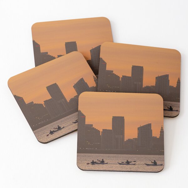 Item preview, Liverpool waterfront sunrise from New Brighton and kayakers designed and sold by Paul Madden.