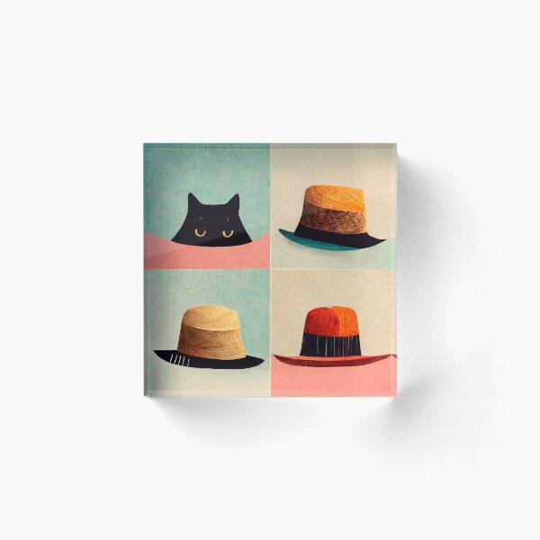 Item preview, Black Cat and Straw Hats in Red and Weave, AI Generated designed and sold by drawerwalker.