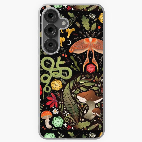 Item preview, DRUID COTTAGECORE DND PATTERN: Dice, Spore Mushrooms, Moth, Snake,Butterfly, Flowers designed and sold by DungeonAtelier.