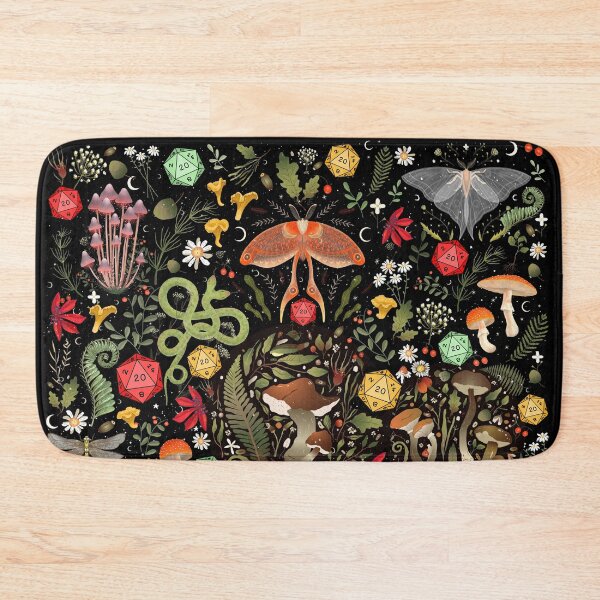 Item preview, DRUID COTTAGECORE DND PATTERN: Dice, Spore Mushrooms, Moth, Snake,Butterfly, Flowers designed and sold by DungeonAtelier.