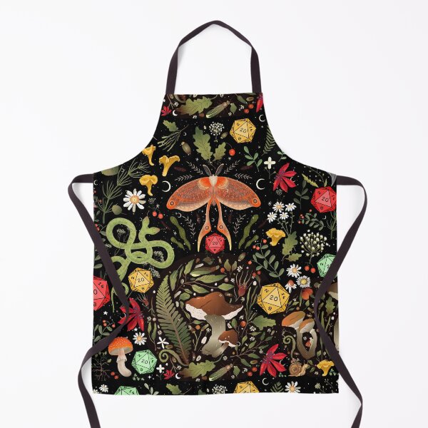 Item preview, DRUID COTTAGECORE DND PATTERN: Dice, Spore Mushrooms, Moth, Snake,Butterfly, Flowers designed and sold by DungeonAtelier.