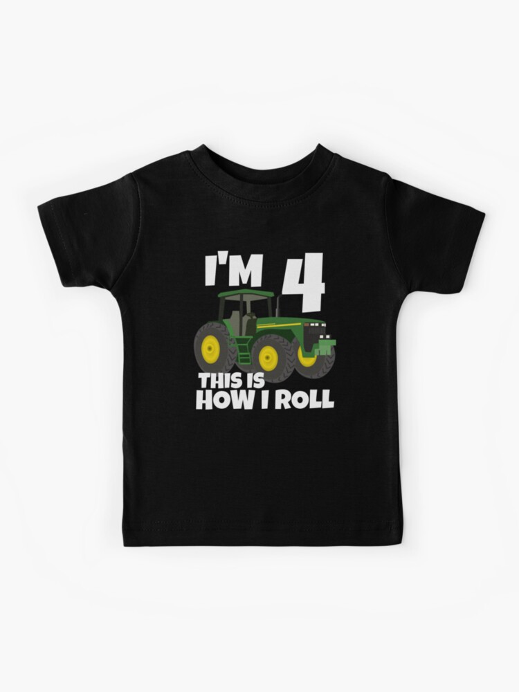 Kids 4th Birthday Green Farm Tractor Shirt | Four 4 Year Old Kids 4th Birthday Green Farm Tractor Shirt | Four 4 Year Old