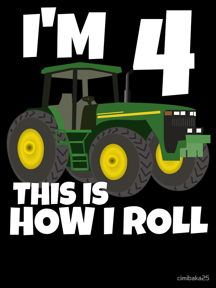 Kids 4th Birthday Green Farm Tractor Shirt | Four 4 Year Old Kids 4th Birthday Green Farm Tractor Shirt | Four 4 Year Old