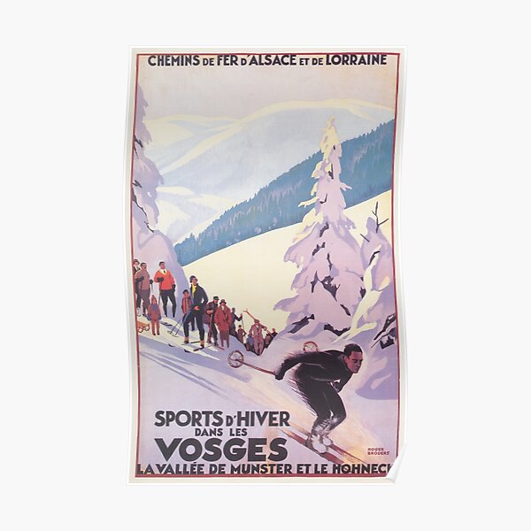 Vosges, France Affiche de voyage de ski vintage Poster