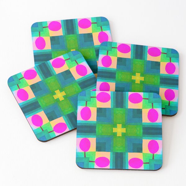 Artikelvorschau, Rosa und grünes Patchwork-Muster entworfen und verkauft von KeksWorkroom.