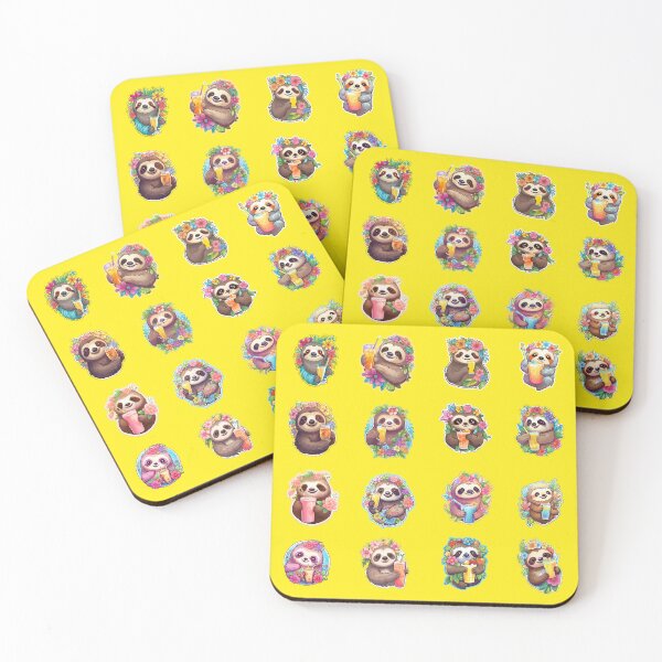 Item preview, Cute Sloths Having Cocktails **Choose Large Stickers Pack or Magnets!** designed and sold by AdiRemba.