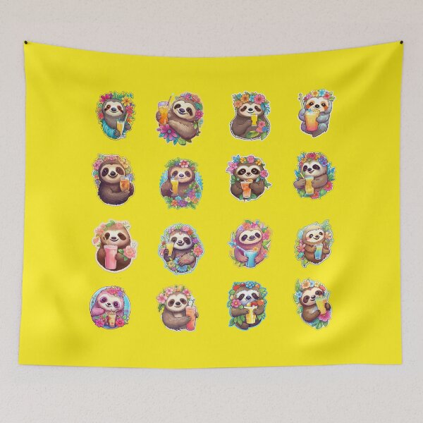 Item preview, Cute Sloths Having Cocktails **Choose Large Stickers Pack or Magnets!** designed and sold by AdiRemba.
