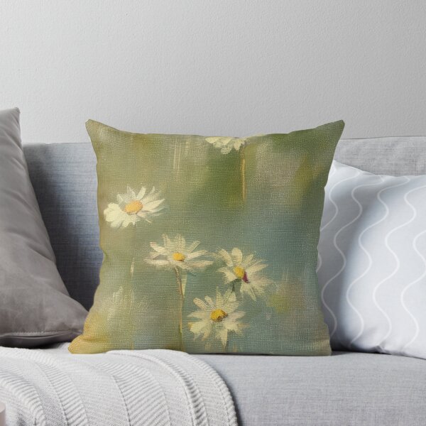Item preview, Throw Pillow With Beautiful Daisies Painting - Spring Home Decor designed and sold by Sowari-Pillows.