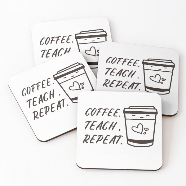 Item preview, Teacher life, coffee teach repeat, teaching slogan, minimalist aesthetic digital illustration  designed and sold by MarJul.