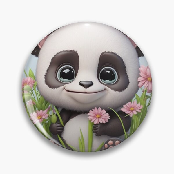 Item preview, Hopeful baby panda with flowers designed and sold by FuzzieIntuition.