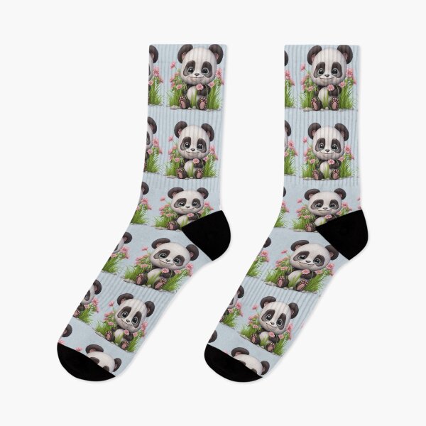 Artikelvorschau, Hoffnungsvoller Babypanda mit Blumen entworfen und verkauft von FuzzieIntuition.