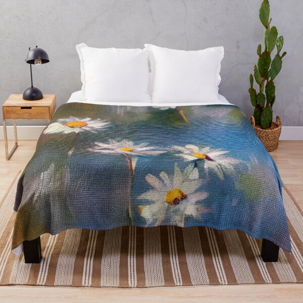 Item preview, Throw Pillow With Beautiful Daisies Painting - Spring Home Decor designed and sold by Sowari-Pillows.