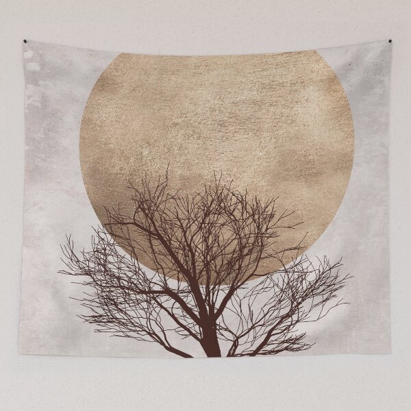 Item preview, Sun and tree, Simple landscape,Modern Neutral Abstract, Simple Abstract art, Minimalist Neutral art designed and sold by RaspberryEM.