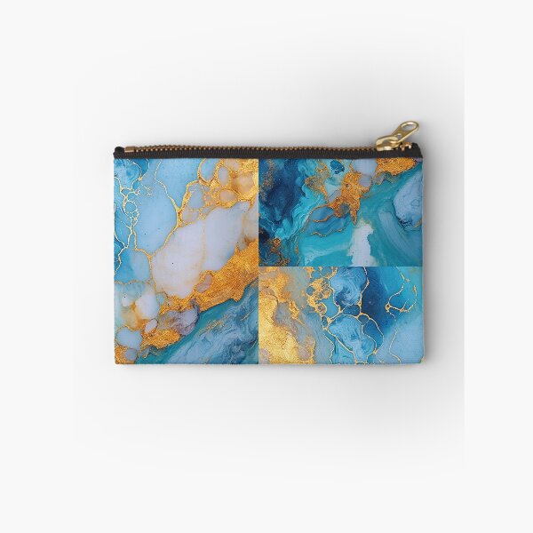 Item preview, Marble Whispers - lightblue and gold marble texture beautiful pattern designed and sold by EmeraldeaArt.
