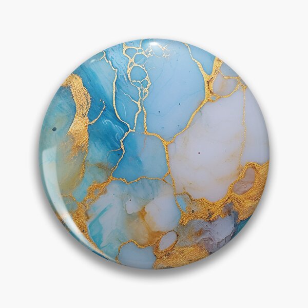 Item preview, Marble Whispers - lightblue and gold marble texture beautiful pattern designed and sold by EmeraldeaArt.