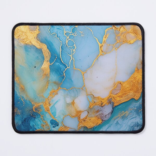 Item preview, Marble Whispers - lightblue and gold marble texture beautiful pattern designed and sold by EmeraldeaArt.