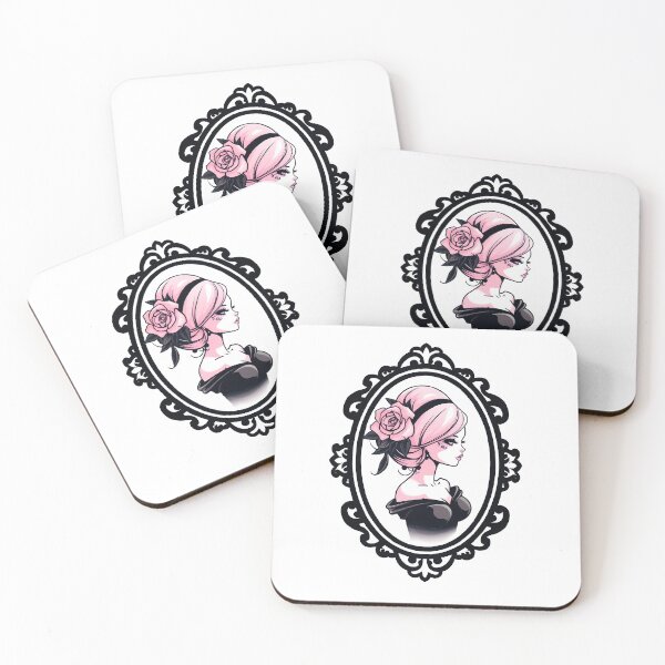 Item preview, Vintage Cameo Lady in black and pink designed and sold by LoLovi.