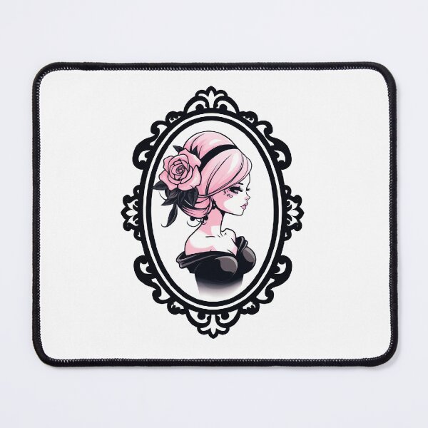 Item preview, Vintage Cameo Lady in black and pink designed and sold by LoLovi.
