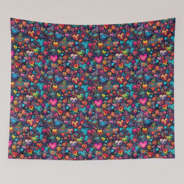 Item preview, Psychedelic hearts in pattern designed and sold by Arti_choke.