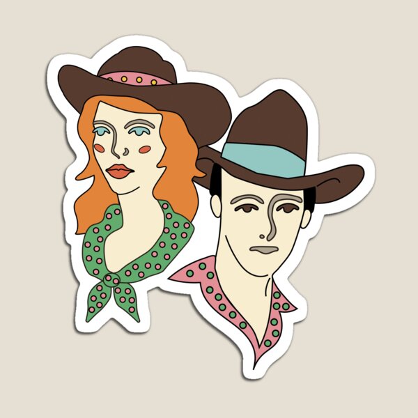 cowboy cowgirl stickers Magnet by lanouille