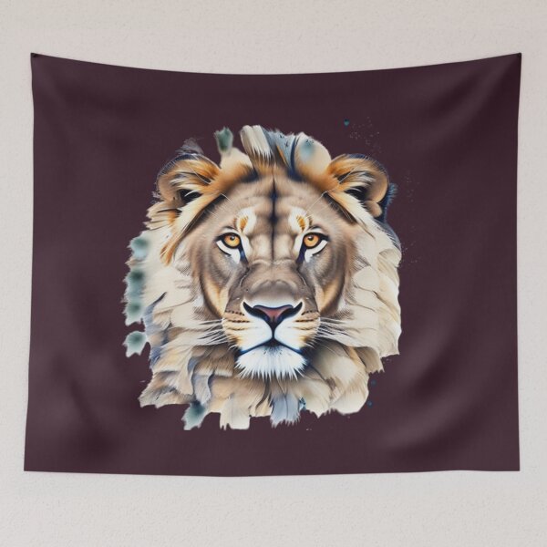 Item preview, angary lion face design designed and sold by krishana3d.
