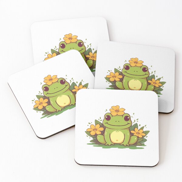 Item preview, Cute Cottagecore Frog in Summer Flowers designed and sold by CozyKawaiiArt.