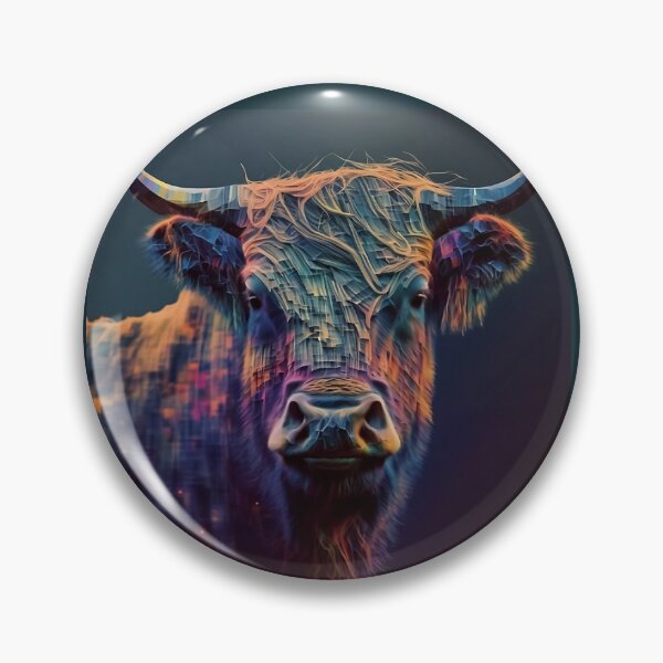 Item preview, Highland cow glitch art style designed and sold by Rimages.