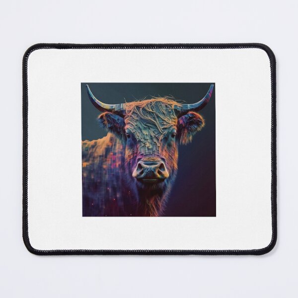 Item preview, Highland cow glitch art style designed and sold by Rimages.