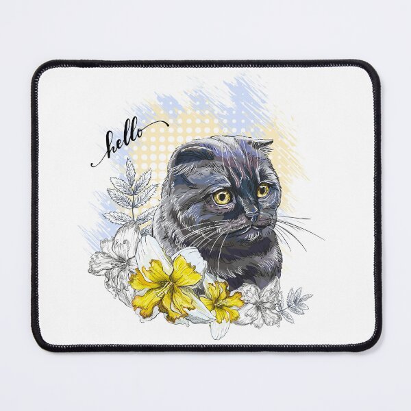 Item preview, Hand drawing funny Black brittish cat with flowers designed and sold by Alinart16.