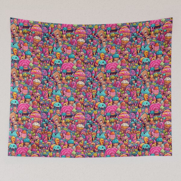 Item preview, Psychedelic disgusting candy monster in pattern designed and sold by Arti_choke.