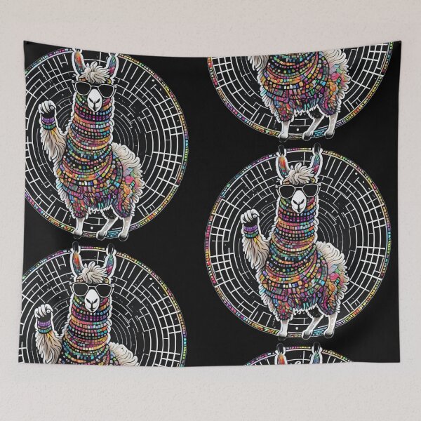 Artikelvorschau, Cute Llama Dancing | Raver Llama | Groovy Pets entworfen und verkauft von FridayArtStudio.