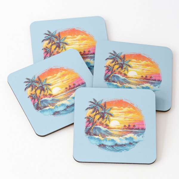 Item preview, Greetings from paradise, sun, sunset, sea, palm trees, vacation, summer, beach, waves designed and sold by lavalova.