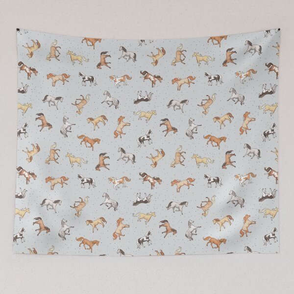 Item preview, Scattered Horses spotty on mist, light grey, pattern designed and sold by HazelFisher.