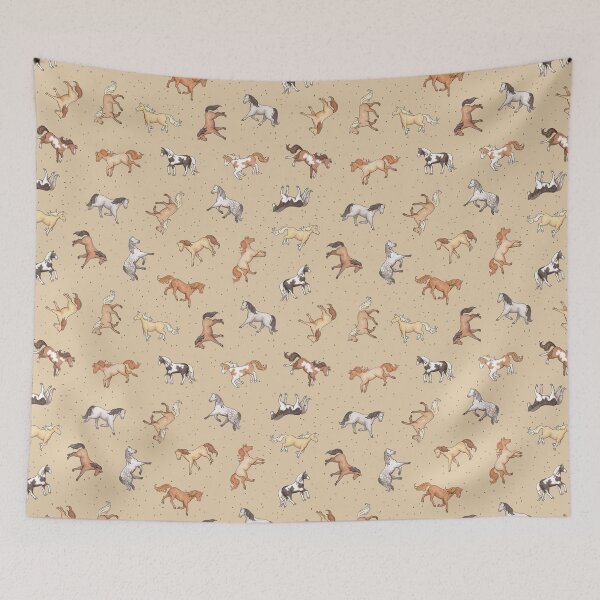 Item preview, Scattered Horses spotty on taupe pattern designed and sold by HazelFisher.