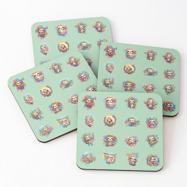 Item preview, Adorable Sloths Hanging On Branches **Choose Large Stickers Pack or Magnets!** designed and sold by AdiRemba.